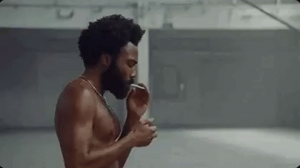 Donald Glover smoking a cigarette (or weed)
