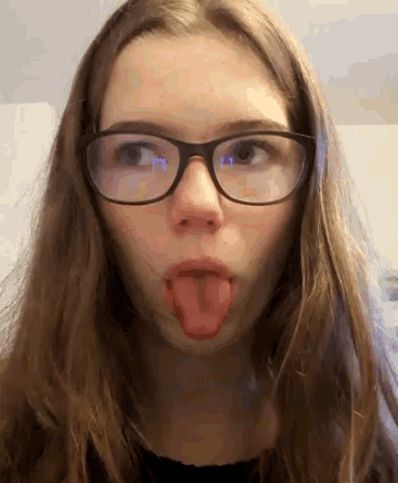 Glasses mtf schoolgirl tongue