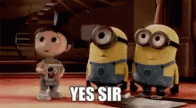 Yes Sir Minions GIF - YesSir Minions DespicableMe - Discover & Share GIFs