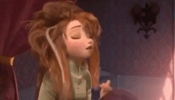 Image result for anna wake up gif hair"