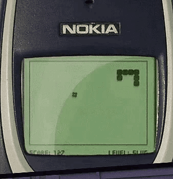 Snake being played on a Nokia phone