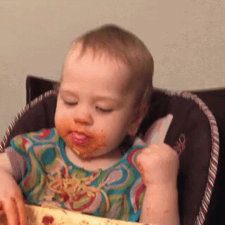Image result for baby messy eating gif