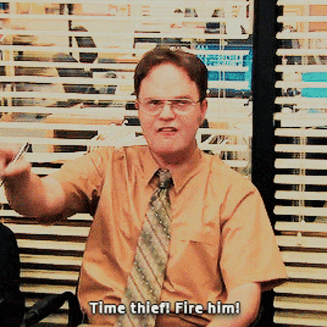 He fired me. Дуайт шрут штурвал. Time Thieves. Office worker take paper Angry gif