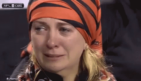 Image result for crying bengals lady gif