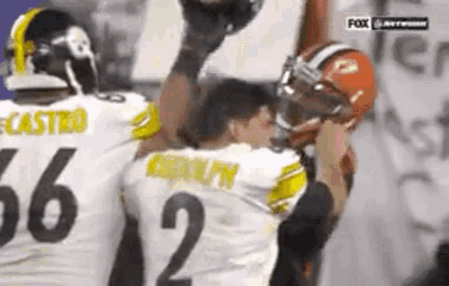 Image result for steeler hit with helmet gif