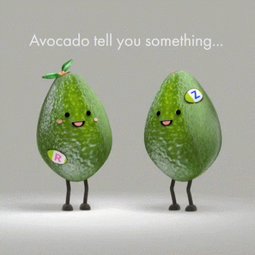 Two large avocados talking