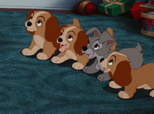Image result for lady and the tramp gifs puppies