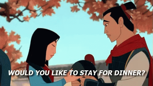 Would You Like To Stay Forever? - Mulan GIF - Mulan Disney Dinner -  Discover & Share GIFs