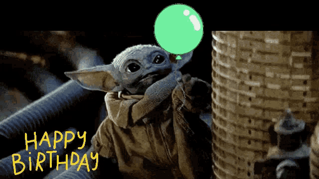 Happy Birthday Baby Yoda GIF - HappyBirthday BabyYoda Balloon ...