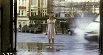 Image result for vehicle splashing water to people gif