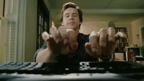 Image result for bruce almighty typing gif