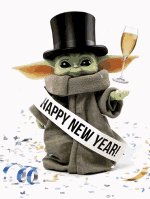  Happy New Year Baby Yoda  GIF HappyNewYear BabyYoda  Wine 