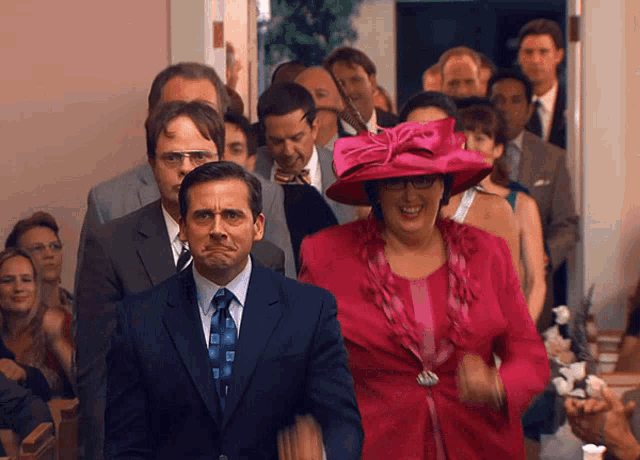 The dancing processional at Jim and Pam's wedding in The Office
