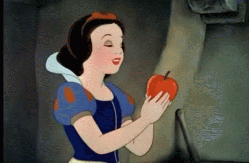 anime snow white eating poison apple gif