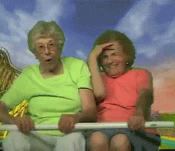 Image result for senior citizens on a roller coaster gif