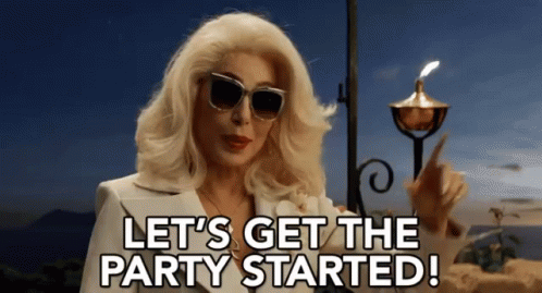 Image result for let's get the party started gif