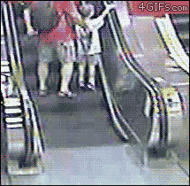 Wheelchair on escalator