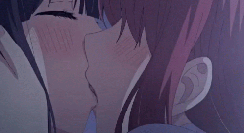 Anime yuri kiss gif