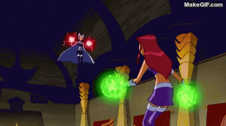 Starfire Blackfire GIF - Starfire Blackfire StarfireFightingWithLaser - Discover & Share GIFs