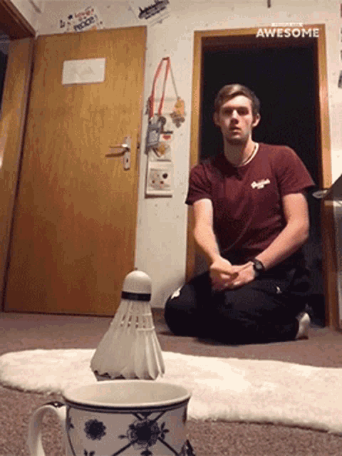 Trick Shot People Are Awesome GIF - TrickShot PeopleAreAwesome Shuttlecock GIFs