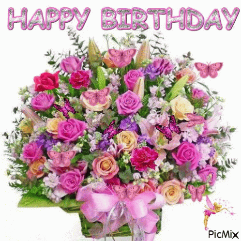 Happy Birthday Flowers GIF - HappyBirthday Flowers Pink - Discover ...