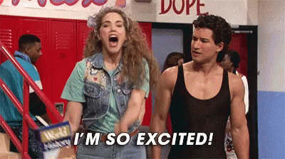 Image result for I'm so excited gif saved by the bell