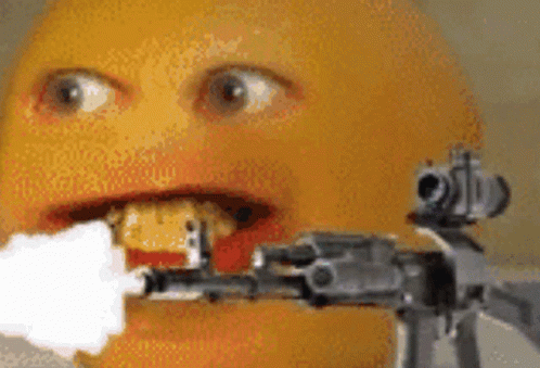 Annoying Orange Machine Gun GIF - AnnoyingOrange MachineGun Shoot GIFs
