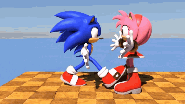 Sonic And Amy Kissing GIF