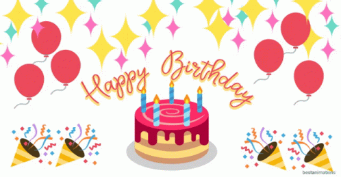 Happy Birthday Cake GIF - HappyBirthday Cake Balloons - Discover ...