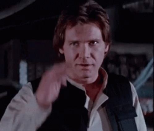 A GIF of Han Solo giving his signature salute.