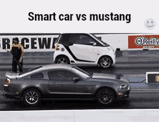 Smart Car Vs Mustang Gif Smartcar Smartcarvsmustang Smart Car Vs Mustang Gif