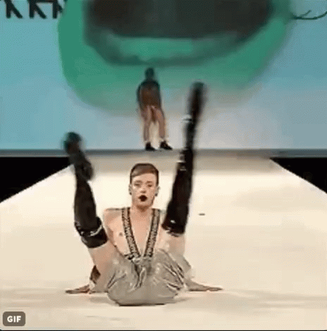 sheer lingerie model runway walk gif