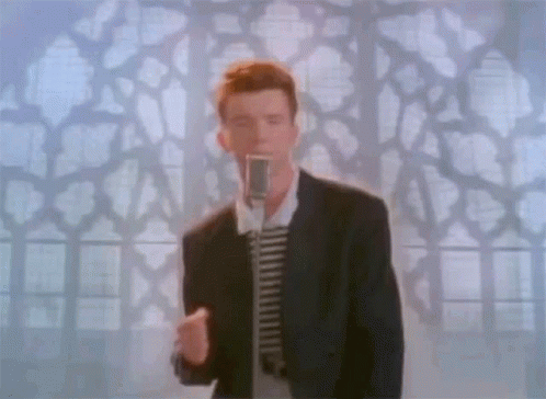 A clip from Rick Astley's hit video 
