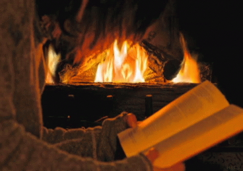 Reading By The Fire Flame GIF - ReadingByTheFire Flame Firelight - Discover & Share GIFs