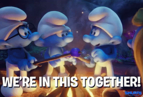 We're In This Together GIF - WereInThisTogether Teamwork Smurfs - Discover  & Share GIFs