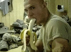 Image result for army guy eating banana gif