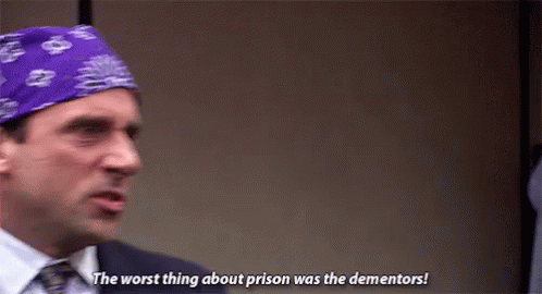 Image result for the worst part about prison was the dementors gif