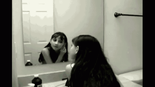 cute kid mirror gif scare reflection april discover share gifs