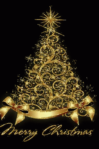 Merry Christmas Gold Tree GIF - MerryChristmas GoldTree GoldenChristmasThree - Discover & Share GIFs