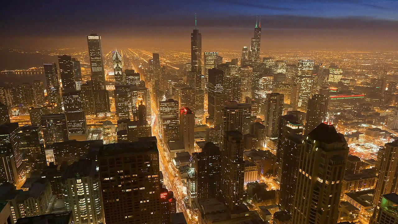 chicago traffic at night