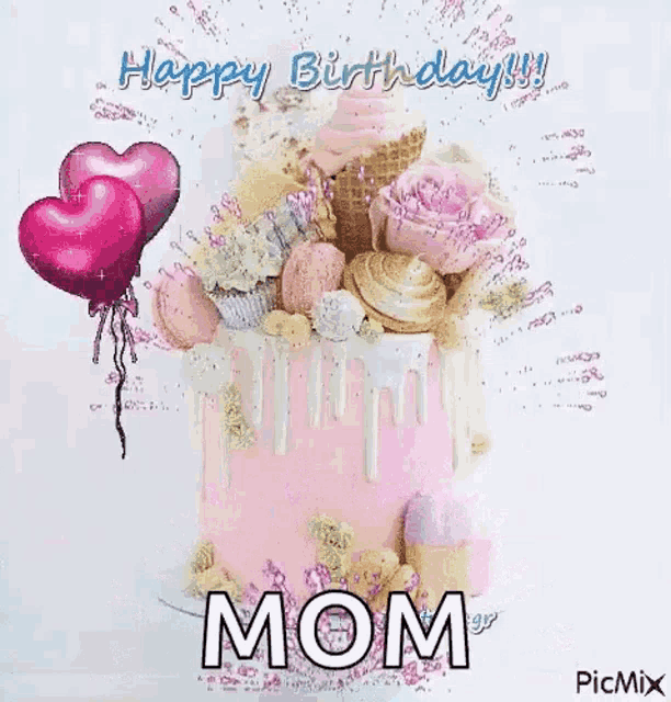 Happy Birthday Mom Pink GIF - HappyBirthdayMom Pink Hearts - Discover