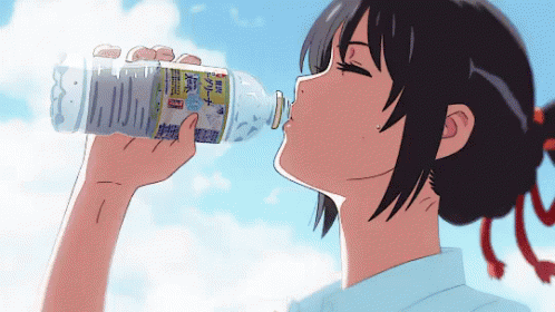 Animated Cartoon Drinking Water Gif