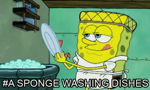 spongebob washing dishes