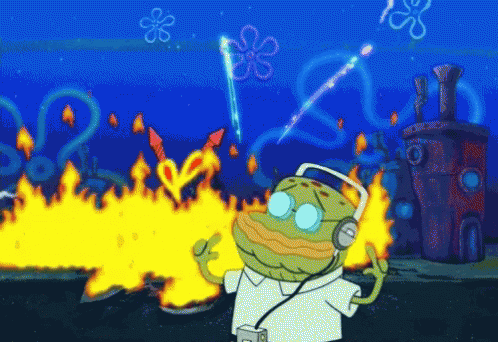 spongebob brain fire gif meme generator