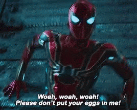 spiderman dont put your eggs in me avengers gif