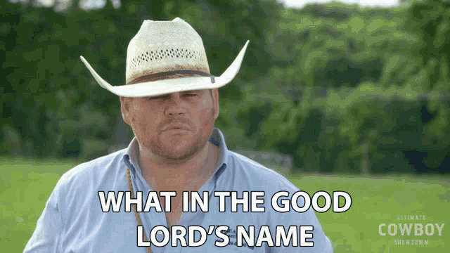 What In The Good Lords Name Ethan Treadwell GIF - WhatInTheGoodLordsName EthanTreadwell UltimateCowboyShowdown GIFs