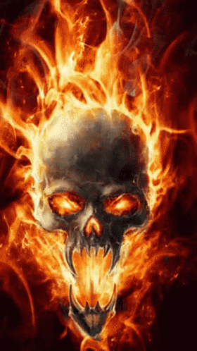 flames skull gif flames skull flaming discover share gifs