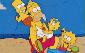 Homer And The Kids GIF - Simpsons Beach Homer GIFs
