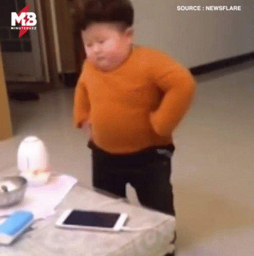 Fat chinese kid dancing gif