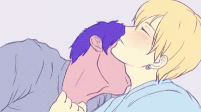 gay anime guys kissing necks